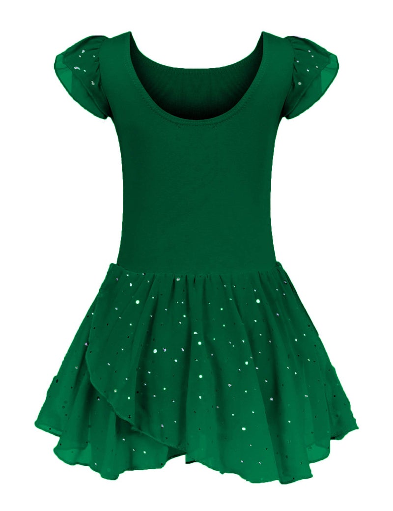 Arshiner Girls Ruffle Sleeve Ballet Dance Dress Tutu Skirted Leotard - Image 2